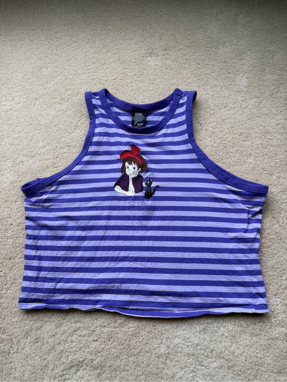 Studio Ghibli Kiki's Delivery Service Jiji Embroidered Tank Top - 3X - VGUC